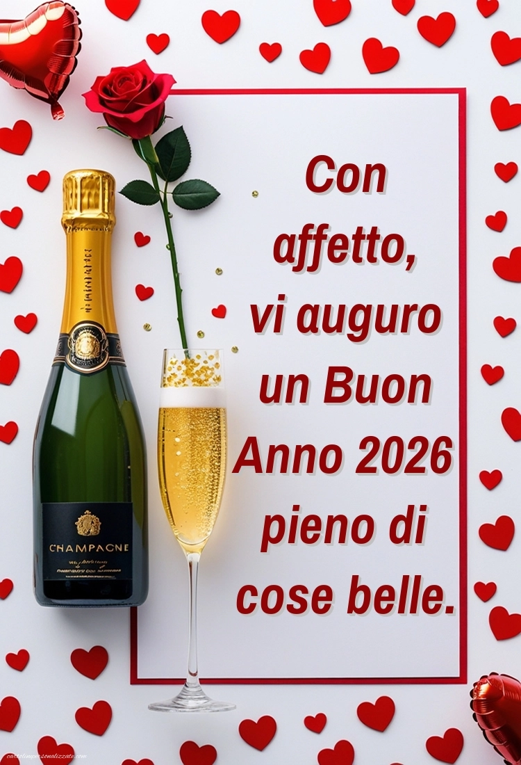 Immagini per gli Auguri di Buon Anno: Cartoline, Foto e Immagini 2026: Champagne e rose