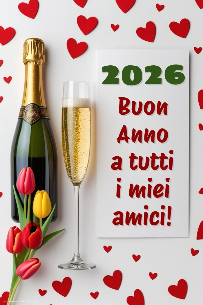 Immagini per gli Auguri di Buon Anno: Cartoline, Foto e Immagini 2026: Champagne e tulipani