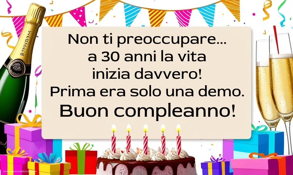 Immagini Buon Compleanno 30 Anni: Champagne e torta
