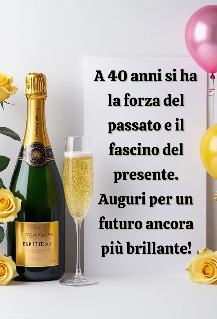 Immagini Buon Compleanno 40 Anni: Champagne e palloncini