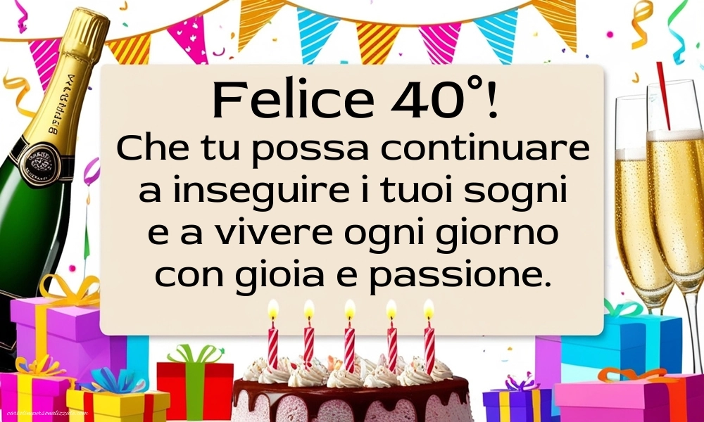 Immagini Buon Compleanno 40 Anni: Champagne e torta