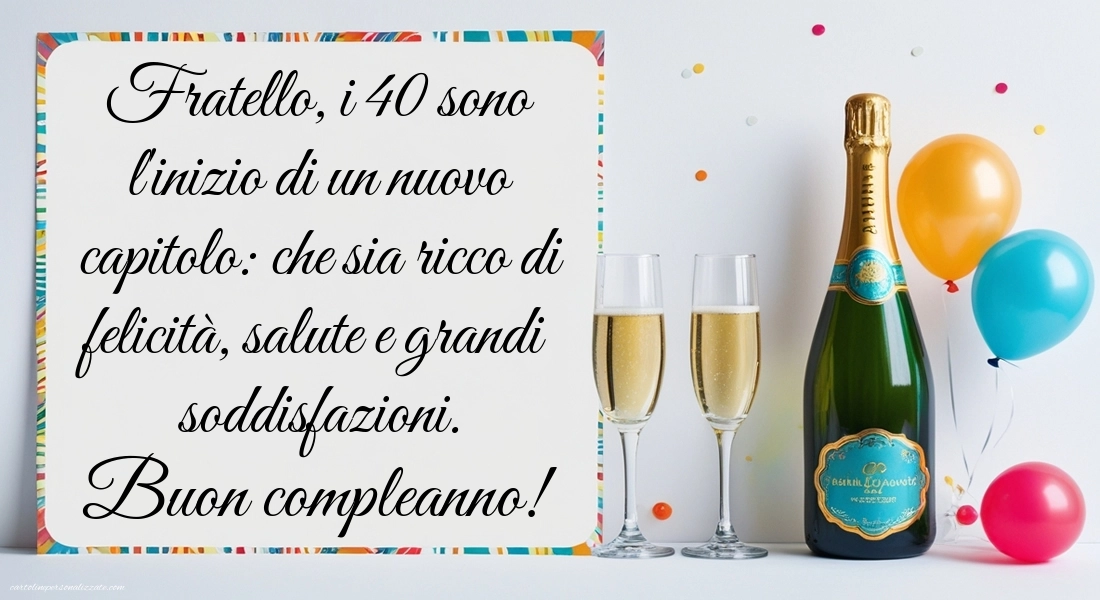 Immagini di Buon Compleanno 40 Anni Fratello: Champagne e palloncini