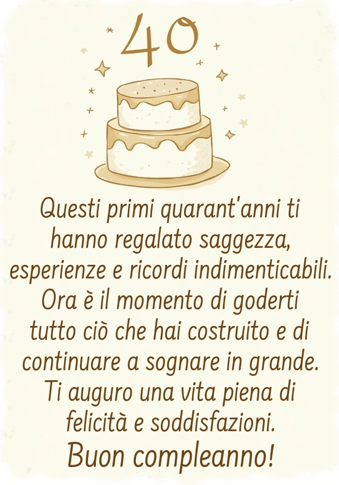 Immagini di Buon Compleanno 40 Anni Sorella: Torta