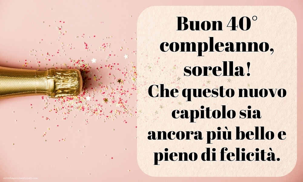 Immagini di Buon Compleanno 40 Anni Sorella: Champagne e coriandoli