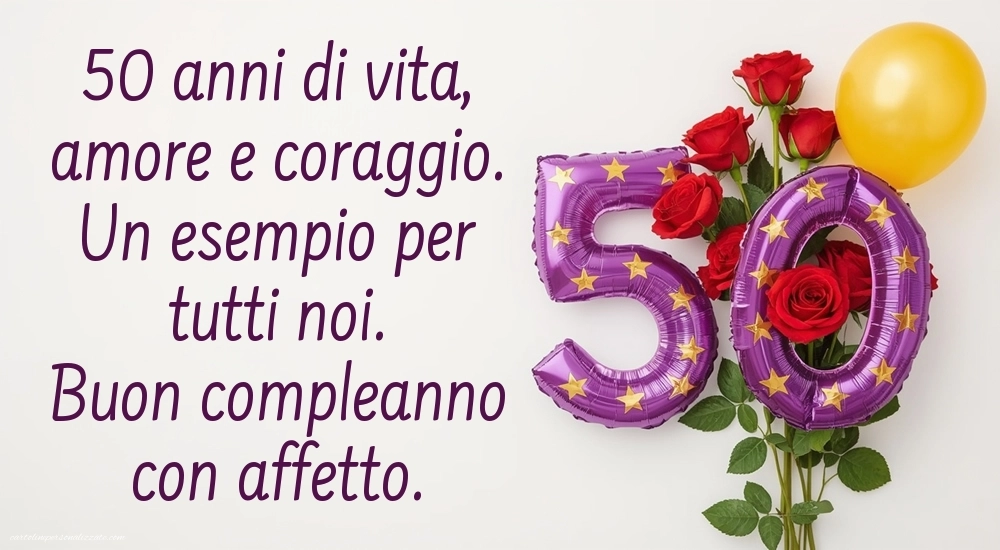 Immagini Buon Compleanno 50 Anni: Rose e palloncini