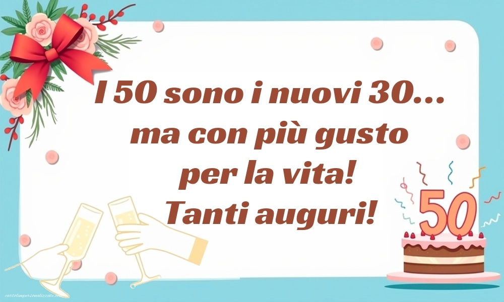Immagini Buon Compleanno 50 Anni: Champagne e torta