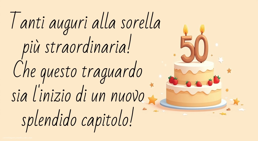 Immagini di Buon Compleanno 50 Anni Sorella: Torta