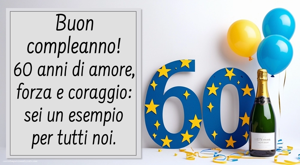 Immagini Buon Compleanno 60 Anni: Champagne e palloncini