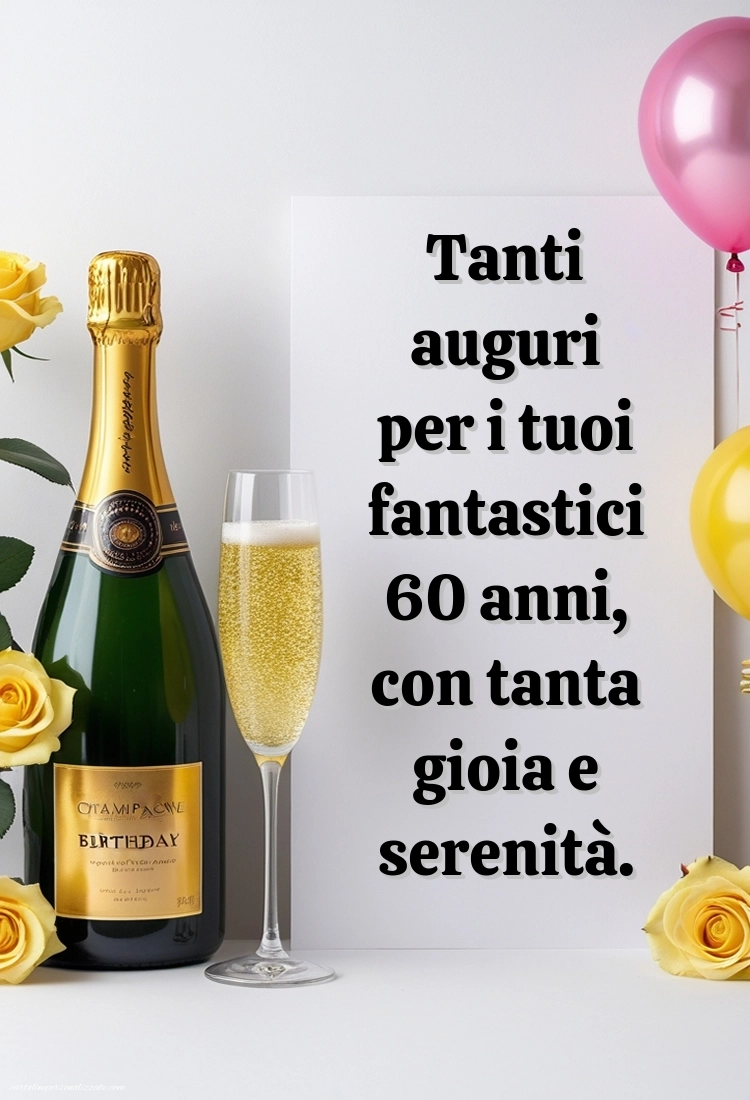 Immagini Buon Compleanno 60 Anni: Champagne e palloncini