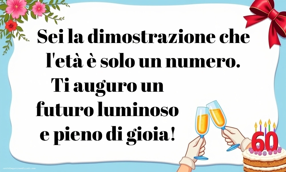 Immagini di Buon Compleanno 60 Anni Fratello: Champagne e torta