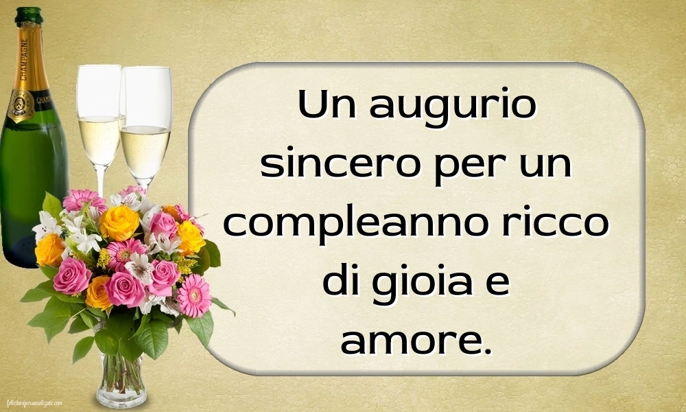 Immagini di Buon Compleanno: Champagne e fiori