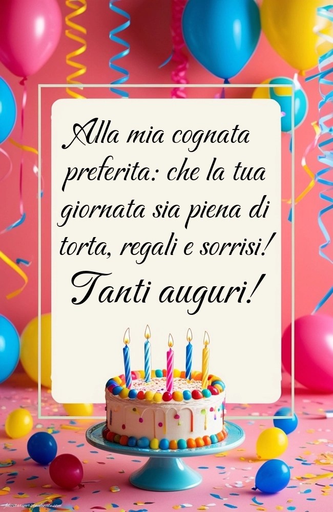 Immagini di Buon Compleanno Cognata: Palloncini e torta