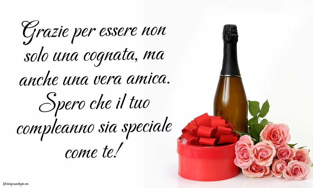 Le Più Belle Immagini di Buon Compleanno per tua Cognata: Champagne e fiori