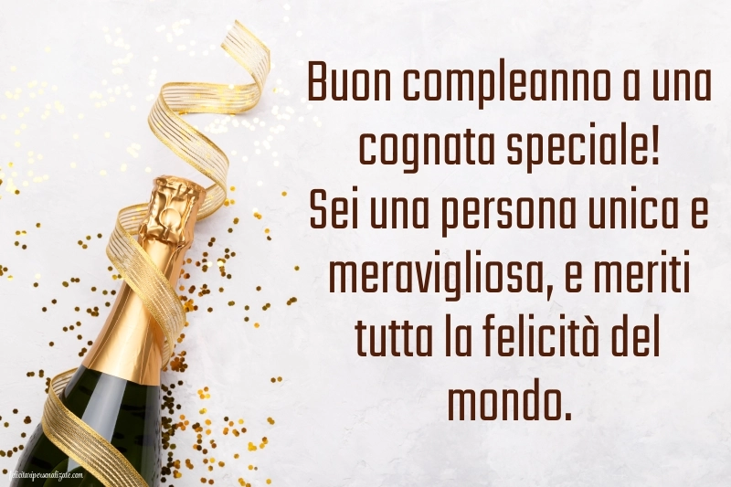 Biglietto Di Auguri Per Compleanno Cognata, Con Dettagli In Lamina Oro, Formato 22,9 X 15,2 Cm