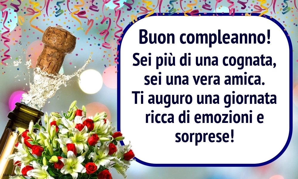 Le Più Belle Immagini di Buon Compleanno per tua Cognata: Champagne e fiori