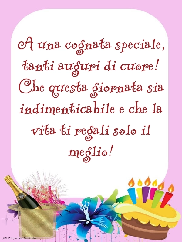 Le Più Belle Immagini di Buon Compleanno per tua Cognata: Champagne e torta