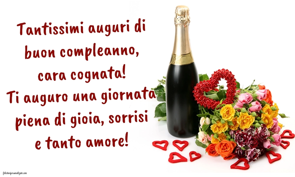 Le Più Belle Immagini di Buon Compleanno per tua Cognata: Champagne e fiori