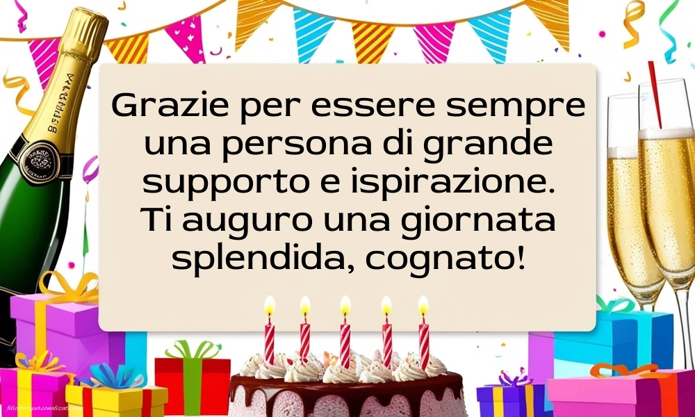Le Più Belle Immagini di Buon Compleanno per tuo Cognato: Champagne e torta