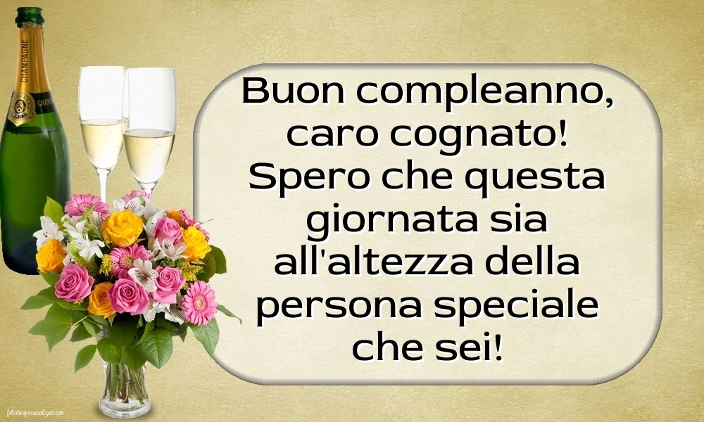 Immagini di Buon Compleanno Cognato: Champagne e fiori