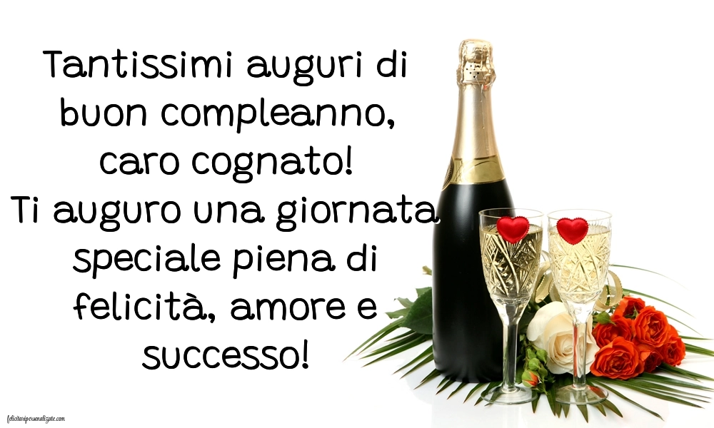 Le Più Belle Immagini di Buon Compleanno per tuo Cognato: Champagne e fiori