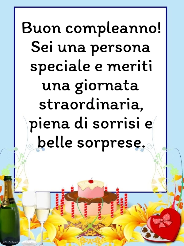 Immagini di Buon Compleanno Cugino: Champagne e torta