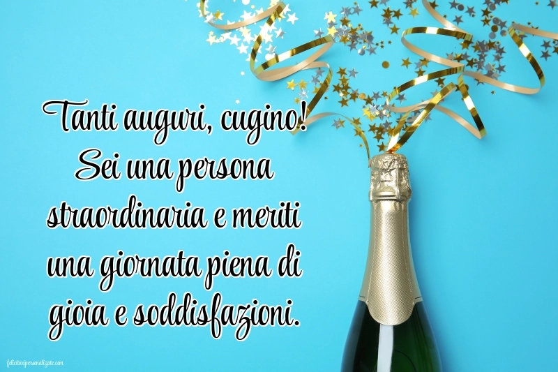 Immagini di Buon Compleanno Cugino: Champagne e coriandoli