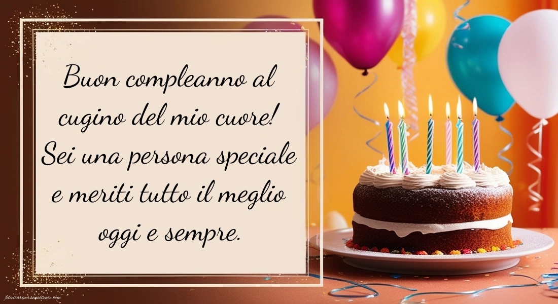 Immagini di Buon Compleanno Cugino: Palloncini e torta