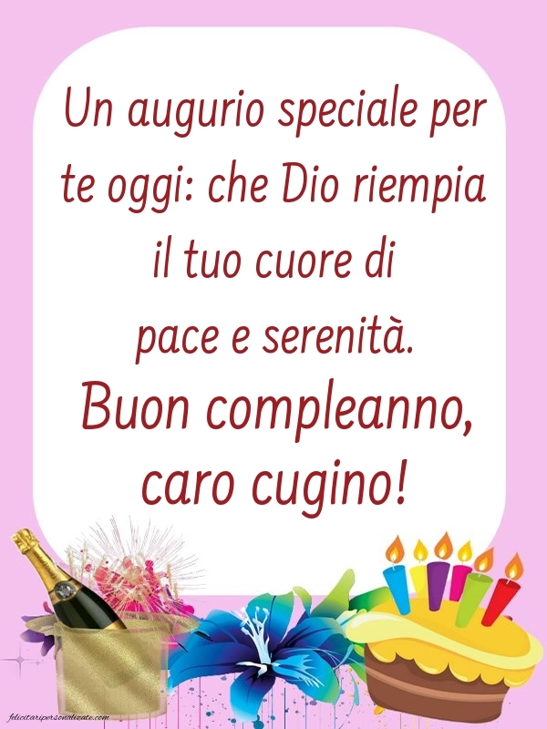 Le Più Belle Immagini di Buon Compleanno per tuo Cugino: Champagne e torta
