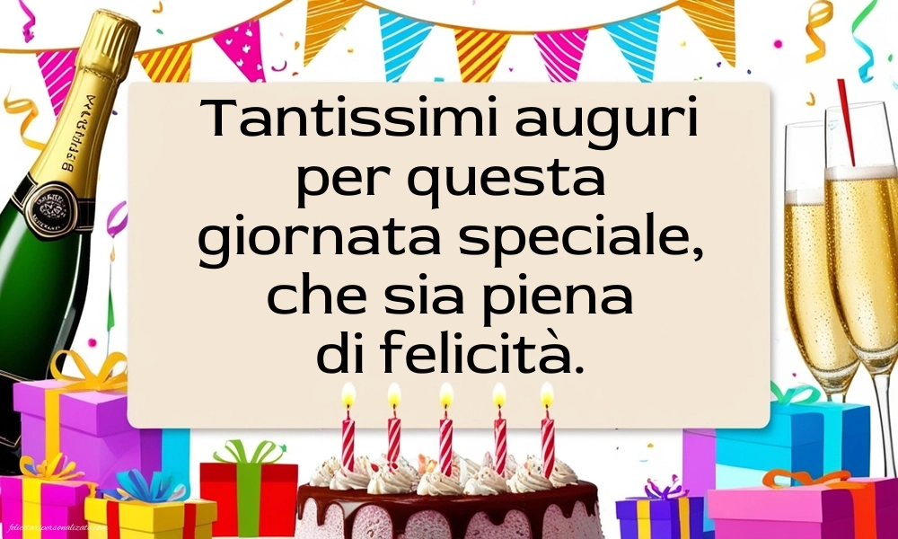 Immagini di Buon Compleanno: Champagne e torta