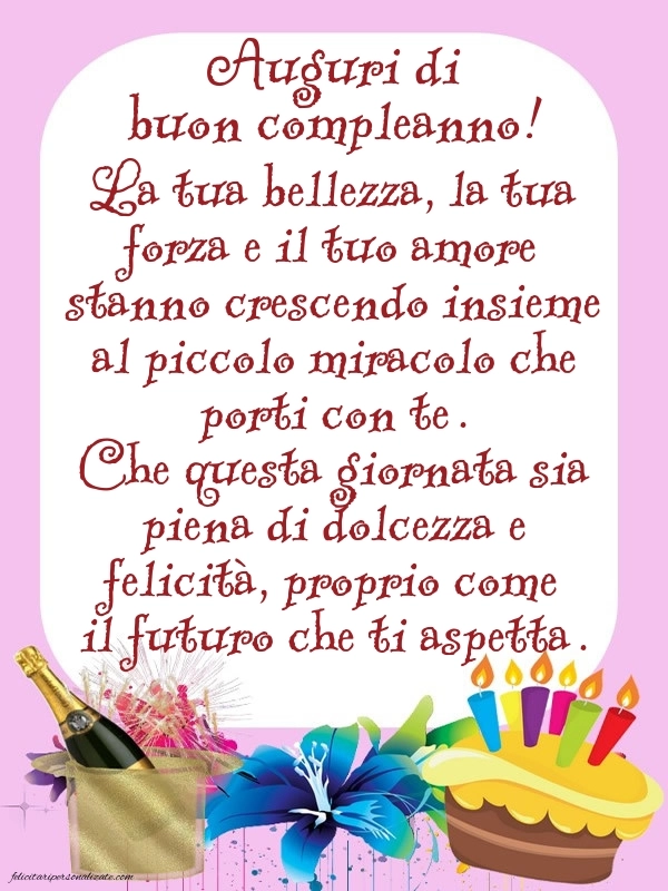 Immagini di Buon Compleanno Futura Mamma: Champagne e torta