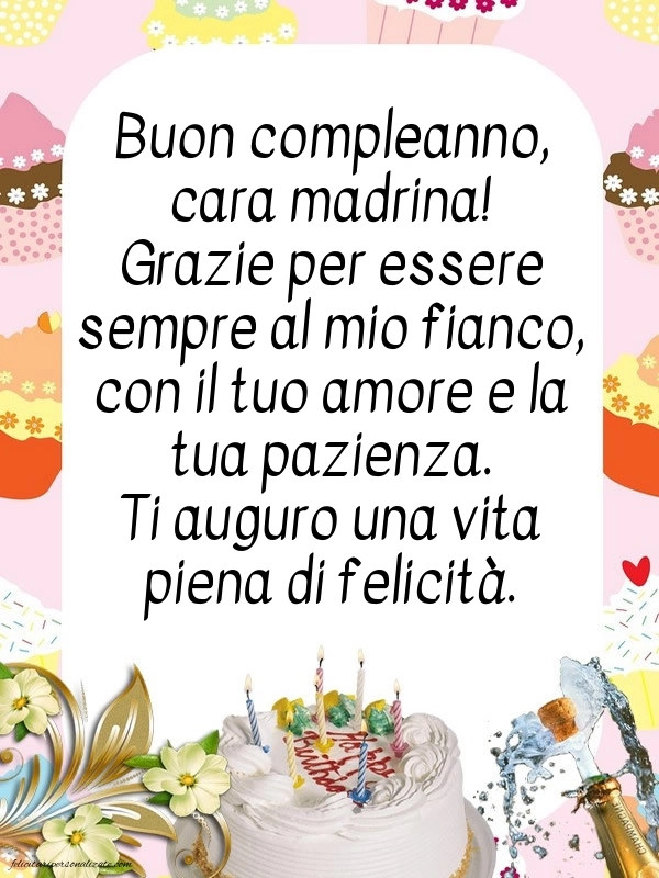 Le Più Belle Immagini di Buon Compleanno per tua Madrina: Champagne e torta