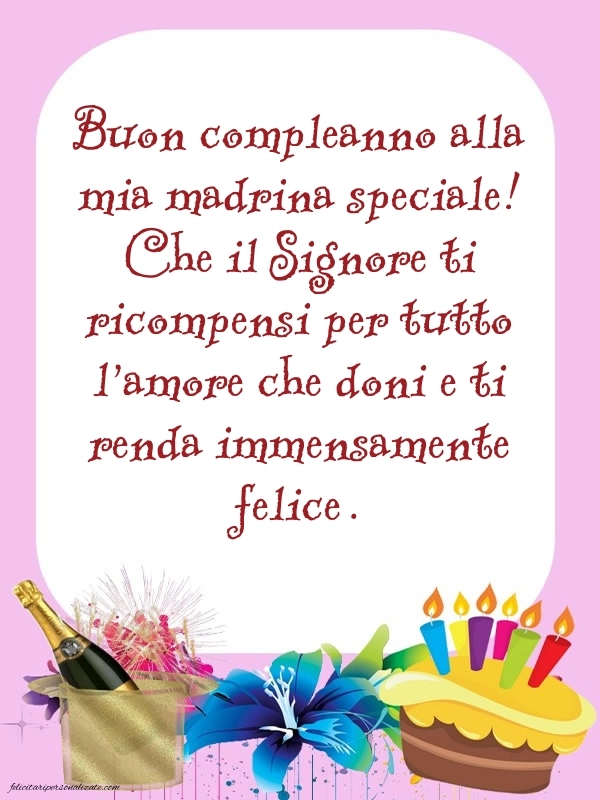 Immagini di Buon Compleanno Madrina: Champagne e torta