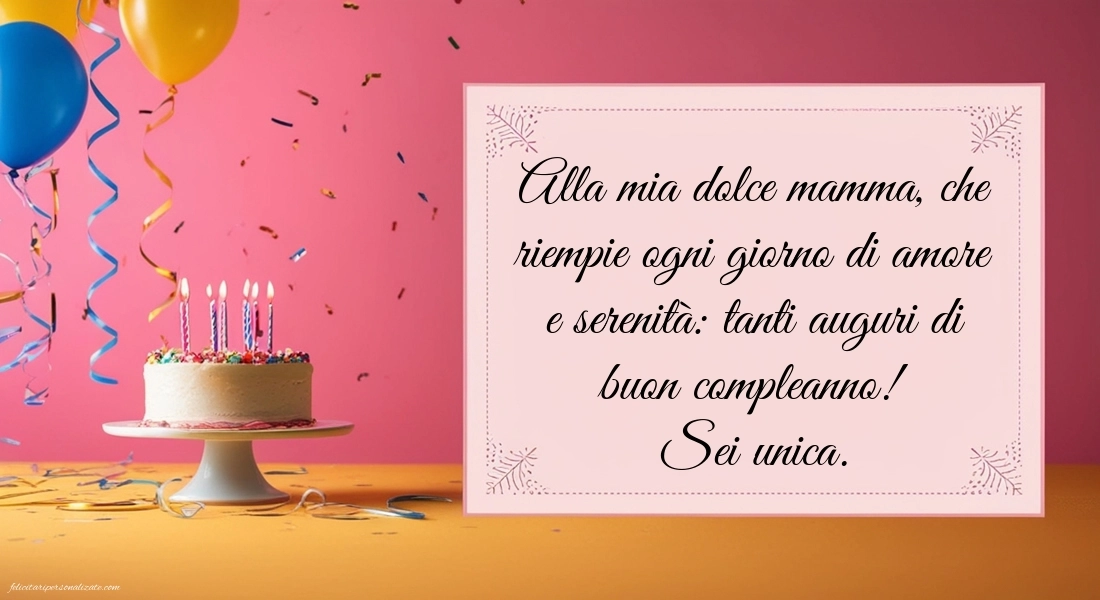 Immagini di Buon Compleanno Mamma: Palloncini e torta
