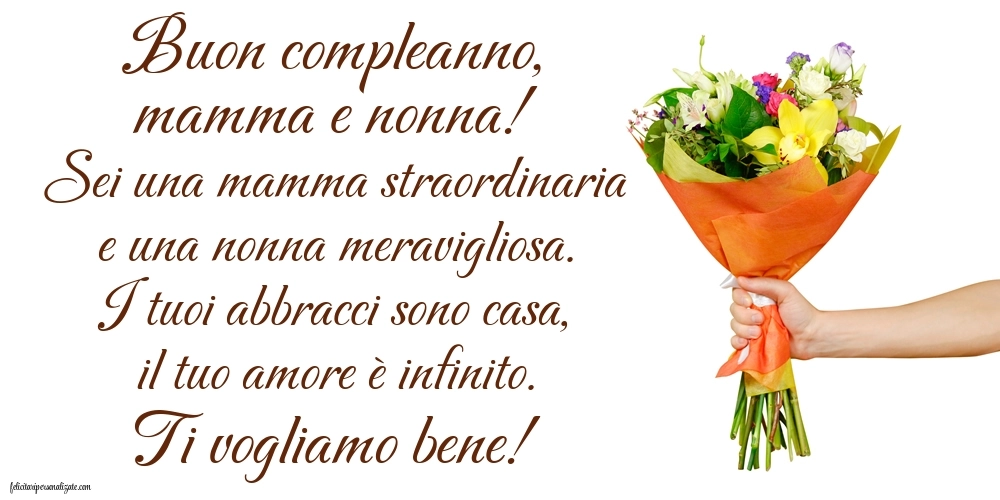 Immagini di Buon Compleanno Mamma e Nonna: Mazzo di fiori