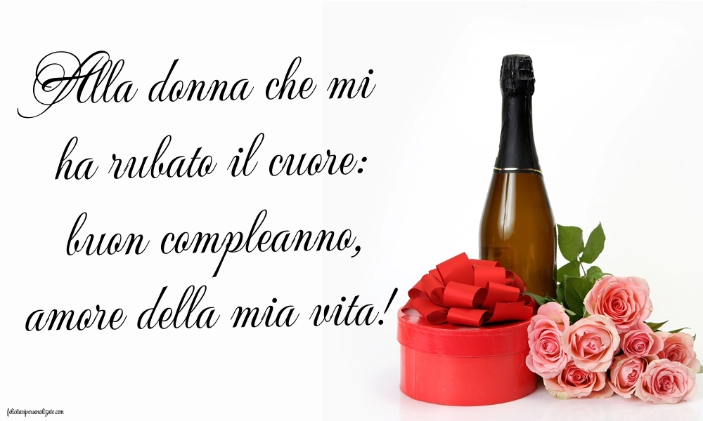 Immagini di Buon Compleanno per Moglie: Champagne e fiori