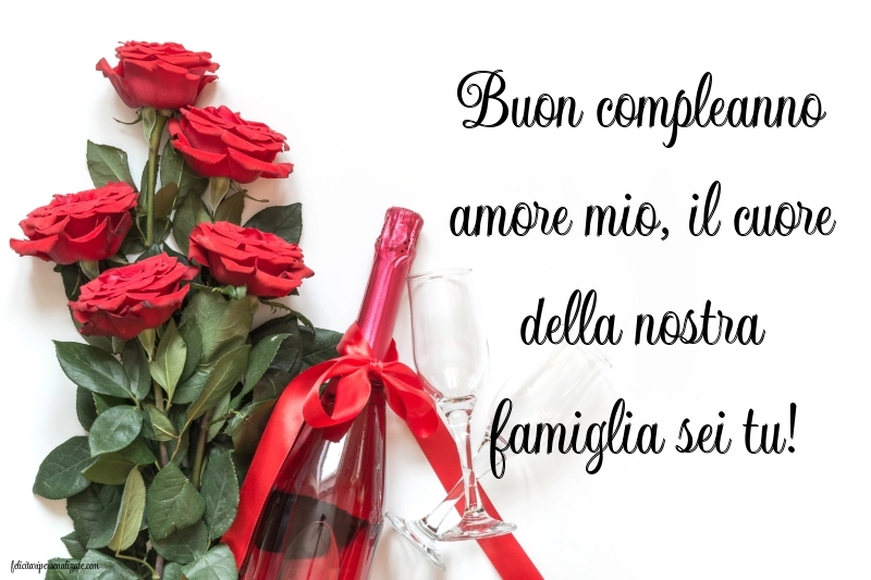 Caroline di Buon Compleanno per Moglie e Mamma: Champagne e fiori