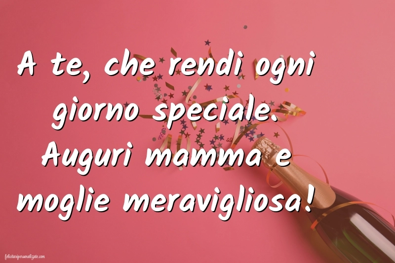 Caroline di Buon Compleanno per Moglie e Mamma: Champagne e coriandoli