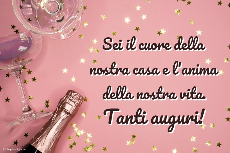 Caroline di Buon Compleanno per Moglie e Mamma: Champagne e coriandoli