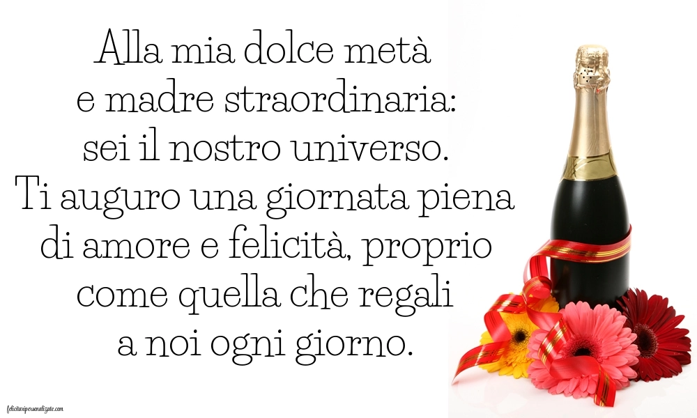 Immagini di Buon Compleanno Moglie e Mamma: Champagne e fiori