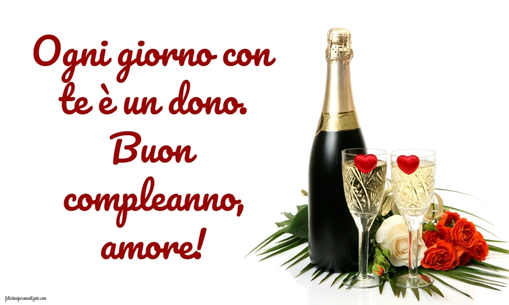 Immagini di Buon Compleanno alla Moglie Incinta: Champagne e fiori