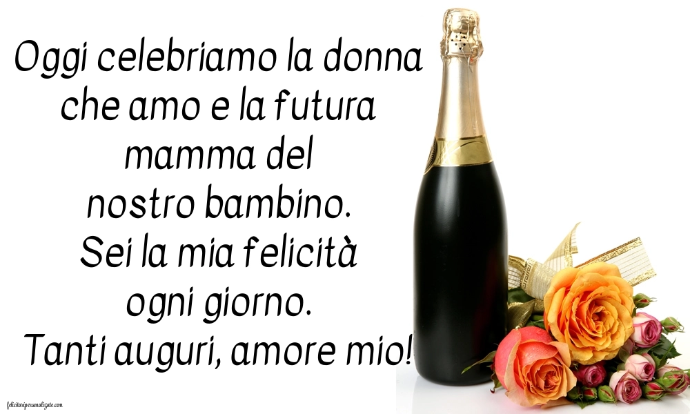 Immagini di Buon Compleanno alla Moglie Incinta: Champagne e fiori