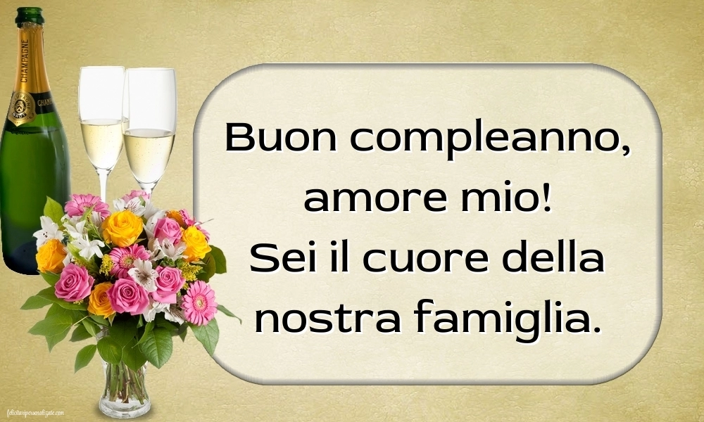 Immagini di Buon Compleanno alla Moglie Incinta: Champagne e fiori