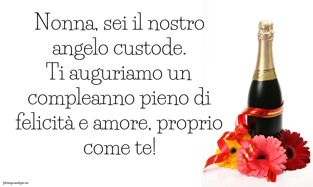 Immagini di Buon Compleanno Nonna: Champagne e fiori