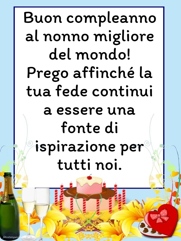 Immagini di Buon Compleanno Nonno: Champagne e torta