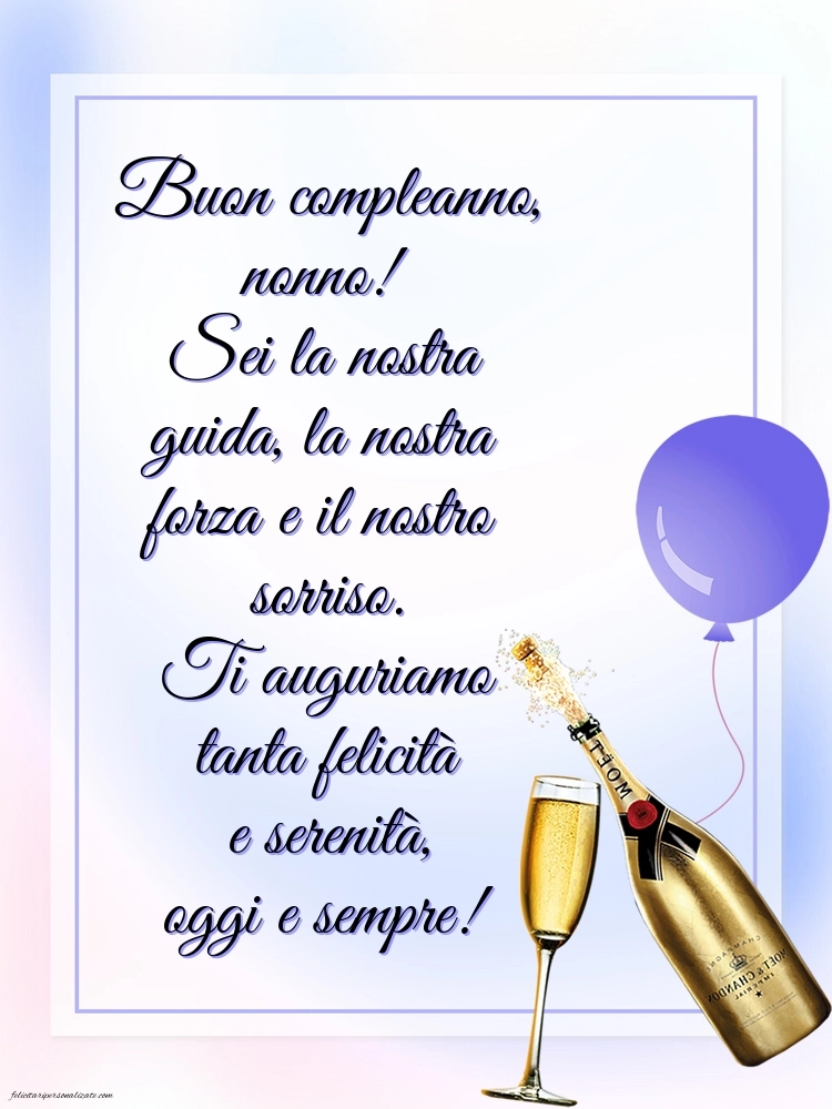 Cartoline di Buon Compleanno per Nonno: Champagne