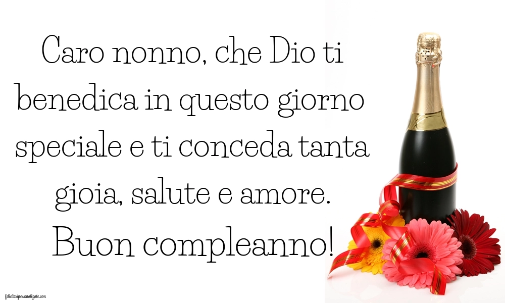 Immagini di Buon Compleanno Nonno: Champagne e fiori