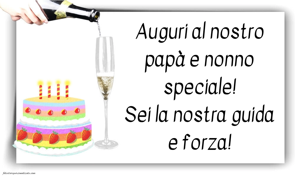 Immagini di Buon Compleanno per Papà e Nonno: Champagne e torta