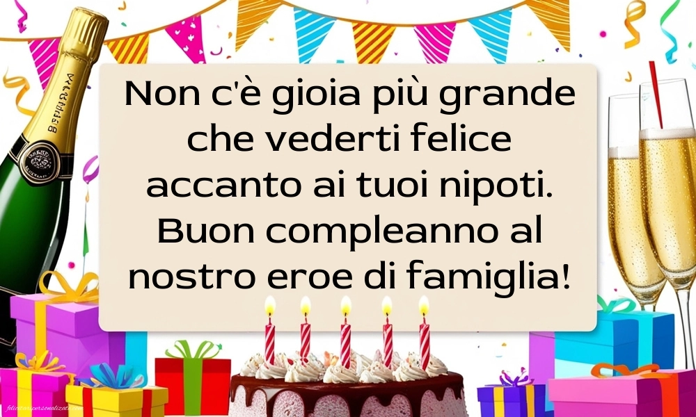 Immagini di Buon Compleanno per Papà e Nonno: Champagne e torta