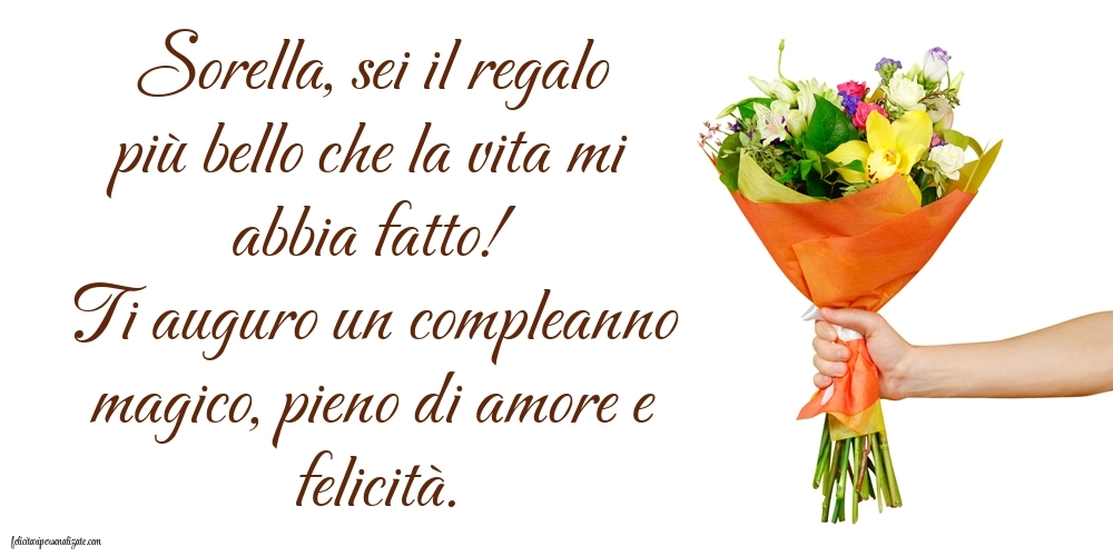 Immagini di Buon Compleanno Sorella: Mazzo di fiori