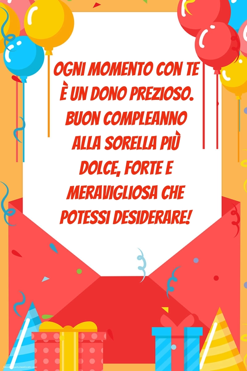 Immagini di Buon Compleanno Sorella: Palloncini e regali